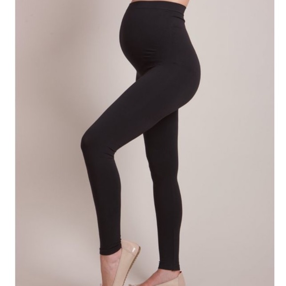 Seraphine Pants - SERAPHINE Black Seamless Over Bump Maternity Leggings - Size Small